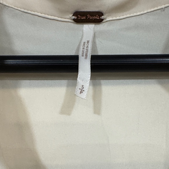 Free People Cream Blouse with V-Neck - Picture 2 of 6